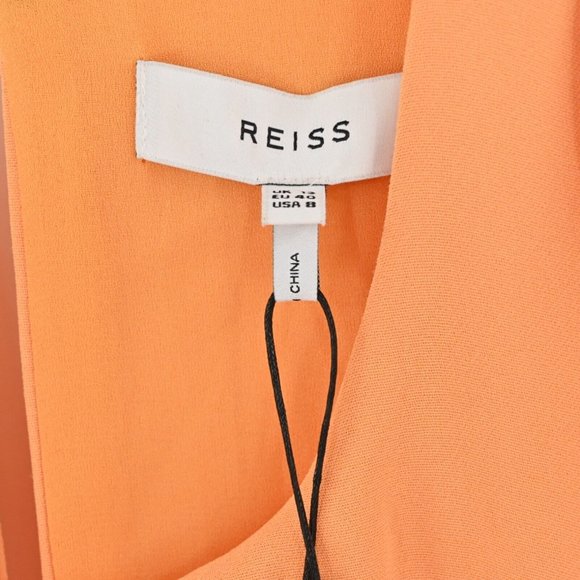 NEW REISS Womens Orange Chey Cut Out Jumpsuit High Waist Wide Leg Pleated Size 8 - Picture 5 of 11